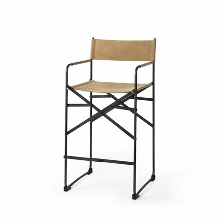 GFANCY FIXTURES 40.15 x 19.29 x 19.29 in. Tan Leather Directors Chair Counter Stool GF3091361